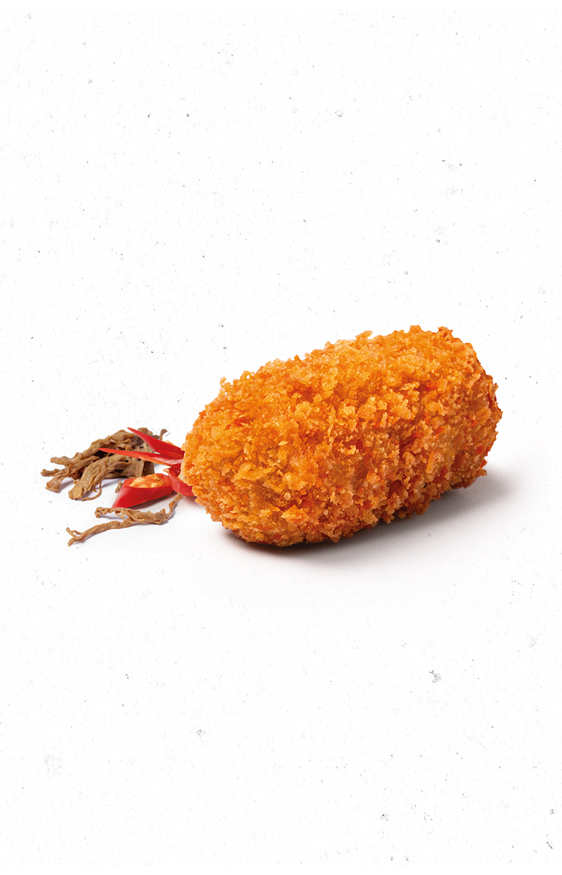 Grootmeester rendang kroketje met krokante panko korst
